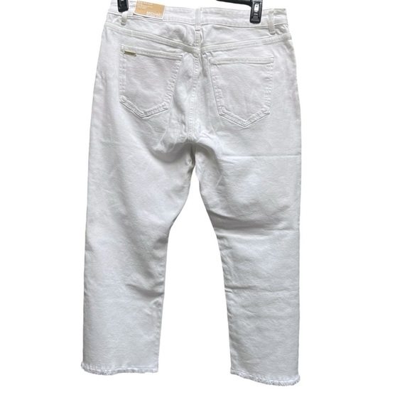Michael Michael Kors White Selma Crop Flare‎ High-Rise Flare Raw Hem Jean - Picture 3 of 8